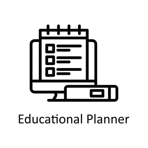 Educational Planner Vector Outline Icon Design Illustration Educational Technology Symbol — Stock Vector