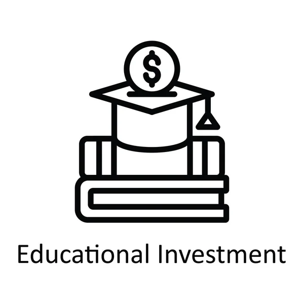 Educational Investment Wektor Zarys Icon Design Ilustracji Symbol Technologii Edukacyjnej — Wektor stockowy