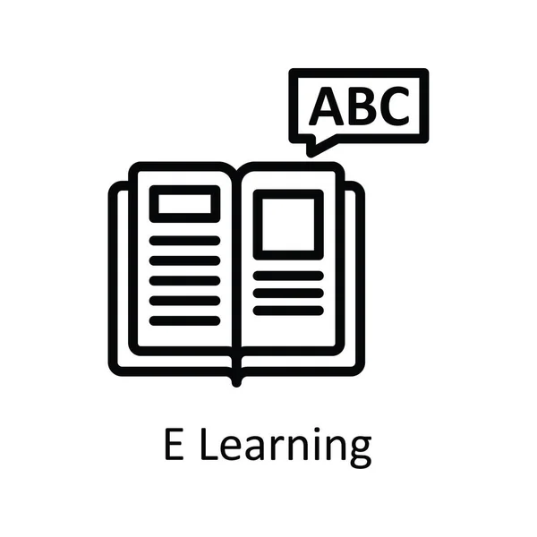 Εκμάθηση Διανυσματικό Περίγραμμα Εικονίδιο Σχεδιασμός Εικονογράφηση Εκπαιδευτικό Σύμβολο Τεχνολογίας Λευκό — Διανυσματικό Αρχείο