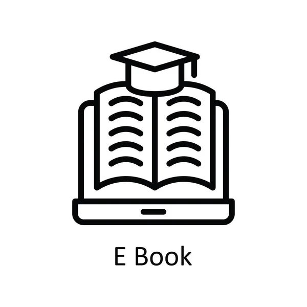 Kniha Vektorový Obrys Ikona Design Ilustrace Symbol Vzdělávací Technologie Bílém — Stockový vektor