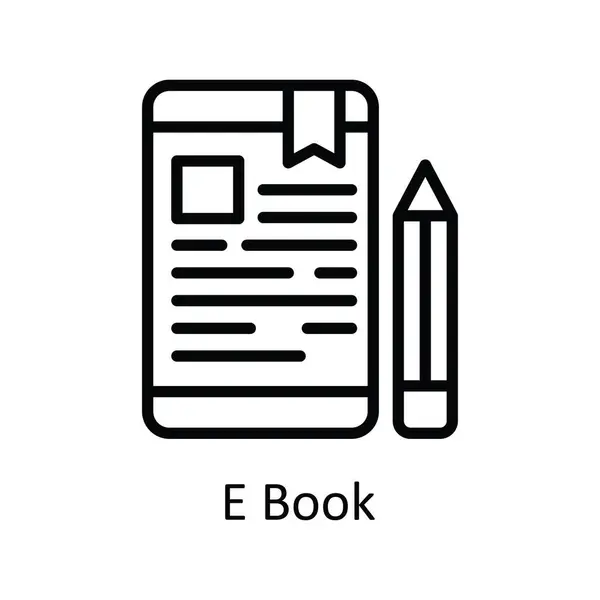 Livre Contour Vectoriel Icône Illustration Conception Symbole Technologie Éducative Sur — Image vectorielle