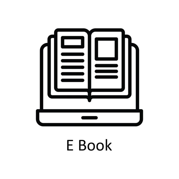 Esquema Del Vector Del Libro Icono Ilustración Diseño Símbolo Tecnología — Archivo Imágenes Vectoriales