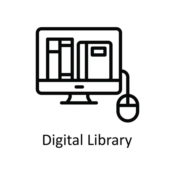 Esquema Vectorial Biblioteca Digital Icono Ilustración Diseño Símbolo Tecnología Educativa — Archivo Imágenes Vectoriales