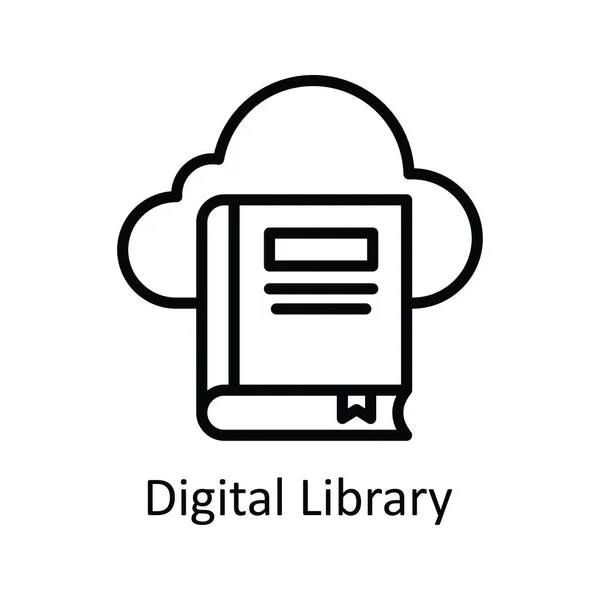 Esquema Vectorial Biblioteca Digital Icono Ilustración Diseño Símbolo Tecnología Educativa — Vector de stock