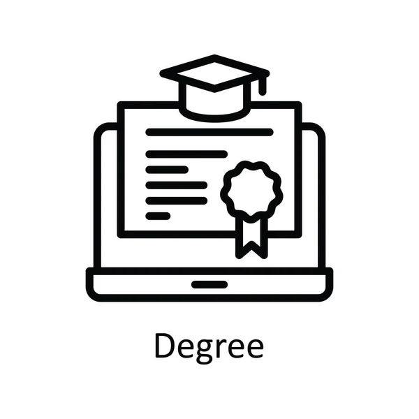 Degree Vector Outline Icon Design Illustration Símbolo Tecnologia Educacional Fundo — Vetor de Stock