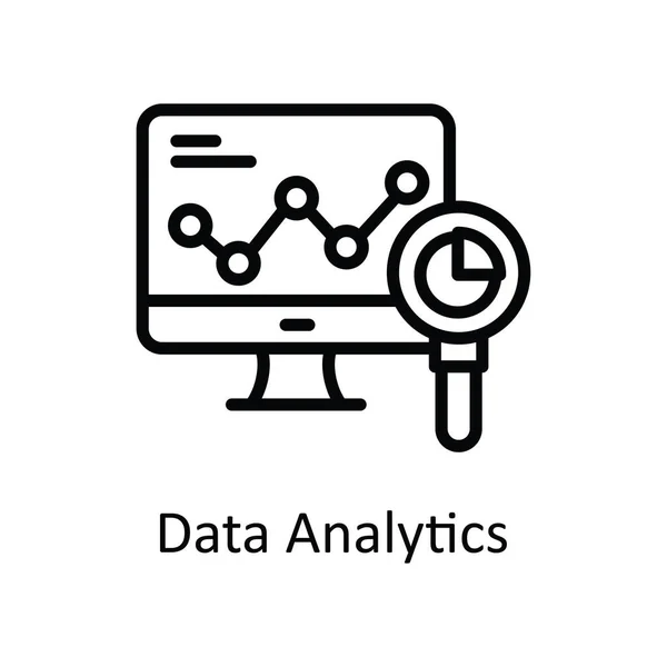 Data Analytics Vector Outline Icon Design Illustration Educational Technology Symbol — Stock Vector