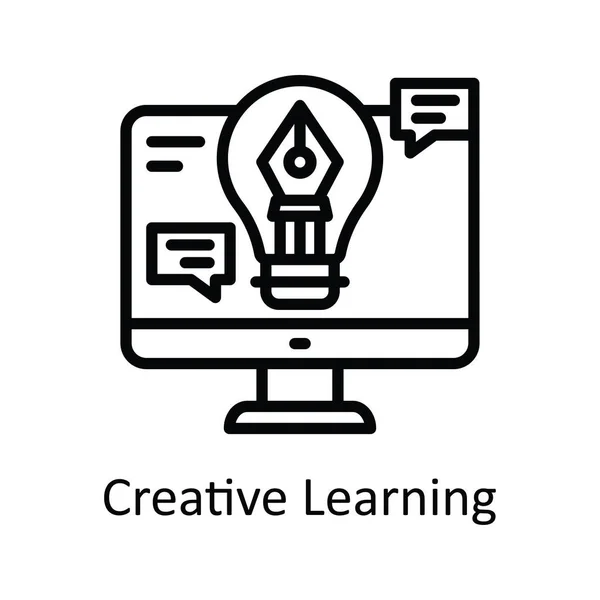Creative Learning Vector Outline Icon Design Illustration Inglês Símbolo Tecnologia — Vetor de Stock