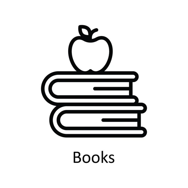 Libros Esquema Vectorial Icono Diseño Ilustración Símbolo Tecnología Educativa Sobre — Vector de stock