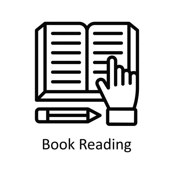 Libro Lectura Vector Esquema Icono Diseño Ilustración Símbolo Tecnología Educativa — Vector de stock