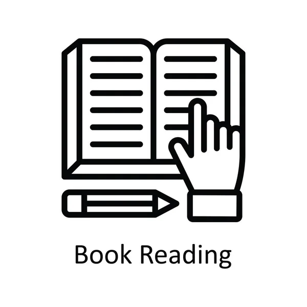Kitap okuma vektörü ana hatları simge tasarımı illüstrasyonu. Beyaz arkaplan EPS 10 Dosyası üzerine Eğitim Teknolojisi Sembolü