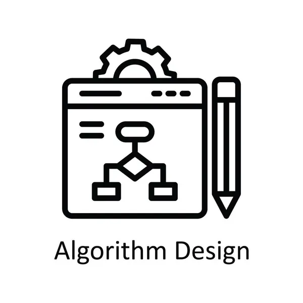 Algoritmo Diseño Esquema Vectorial Icono Diseño Ilustración Símbolo Tecnología Educativa — Vector de stock