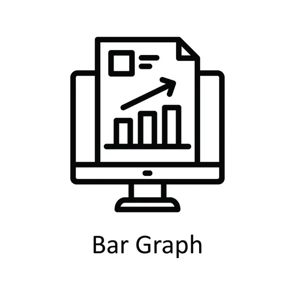 Bar Graph Vector Outline Icon Design Illustration Educational Technology Symbol — Stock Vector