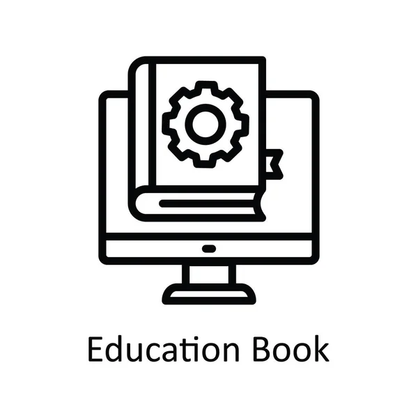 Onderwijs Boek Vector Overzicht Icoon Ontwerp Illustratie Educatieve Technologie Symbool — Stockvector