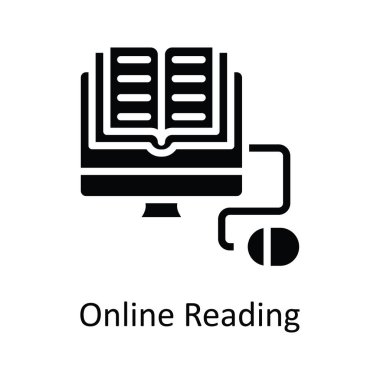 Çevrimiçi Okuma vektörü katı Simge Tasarımı illüstrasyonu. Beyaz arkaplan EPS 10 Dosyası üzerine Eğitim Teknolojisi Sembolü