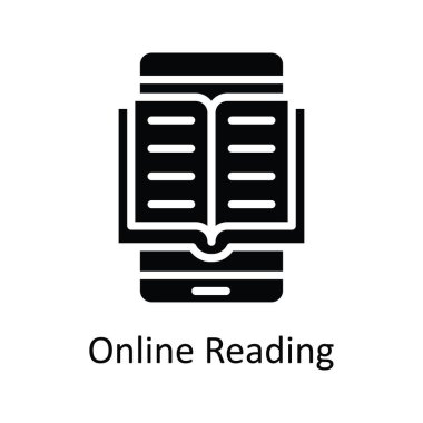 Çevrimiçi Okuma vektörü katı Simge Tasarımı illüstrasyonu. Beyaz arkaplan EPS 10 Dosyası üzerine Eğitim Teknolojisi Sembolü