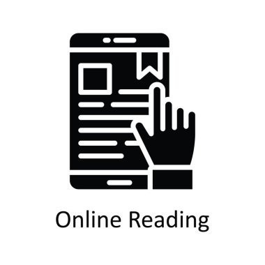Çevrimiçi Okuma vektörü katı Simge Tasarımı illüstrasyonu. Beyaz arkaplan EPS 10 Dosyası üzerine Eğitim Teknolojisi Sembolü