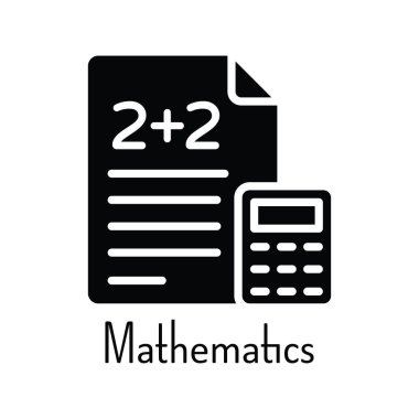 Matematik Hesaplama Vektörü Katı Simge Tasarım Çizimi. Beyaz arkaplan EPS 10 Dosyası üzerine Eğitim Teknolojisi Sembolü