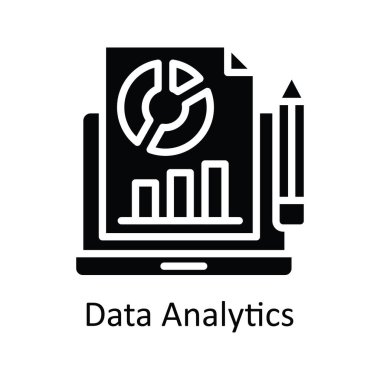 Veri Analitik Vektörü katı Simge Tasarımı çizimi. Beyaz arkaplan EPS 10 Dosyası üzerine Eğitim Teknolojisi Sembolü