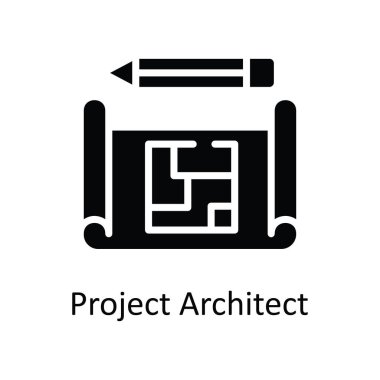 Mimari vektör katı simge tasarımı çizimi. Beyaz arkaplan EPS 10 Dosyası üzerine Eğitim Teknolojisi Sembolü