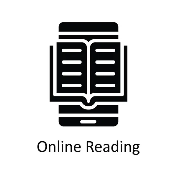 Online Reading Vector Solid Icon Ilustración Diseño Símbolo Tecnología Educativa — Archivo Imágenes Vectoriales