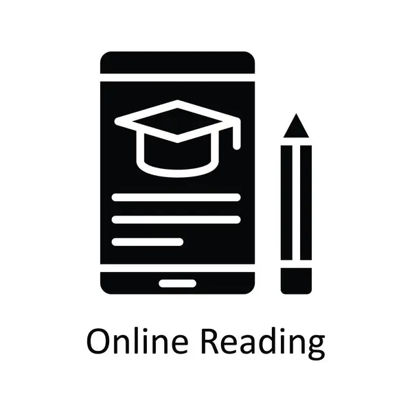 Online Reading Vector Solid Icon Ilustración Diseño Símbolo Tecnología Educativa — Vector de stock