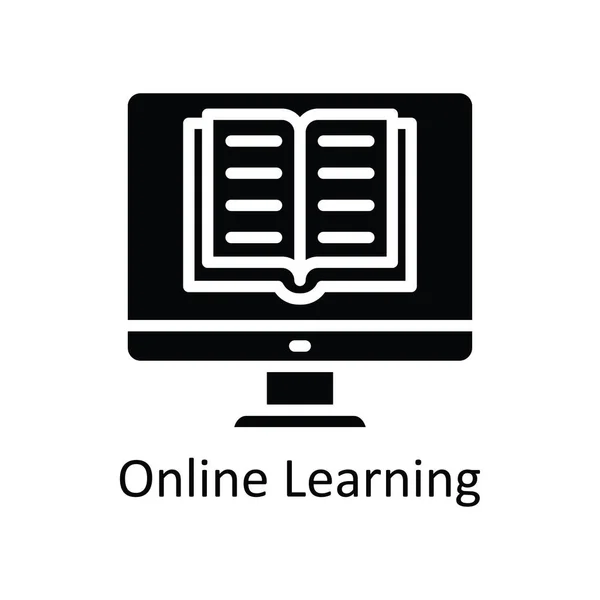 Online Learning Vector Solid Icon Design Illustration Symbol Vzdělávací Technologie — Stockový vektor