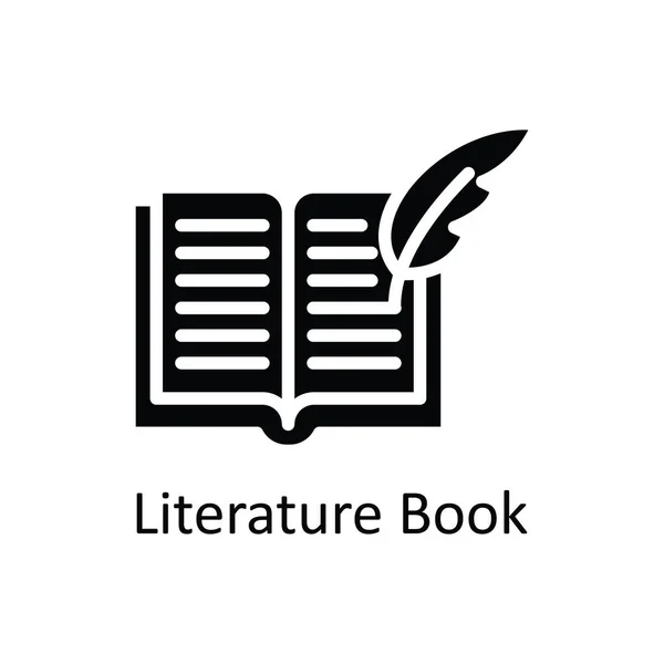 Literatura Libro Vector Sólido Icono Diseño Ilustración Símbolo Tecnología Educativa — Vector de stock