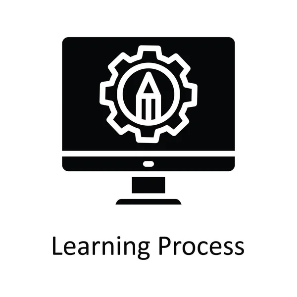 Proceso Aprendizaje Vector Sólido Icono Diseño Ilustración Símbolo Tecnología Educativa — Archivo Imágenes Vectoriales