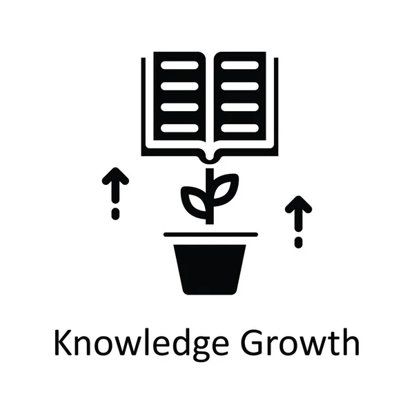Conhecimento Crescimento Vetor Sólido Icon Design Ilustração Símbolo Tecnologia Educacional — Vetor de Stock
