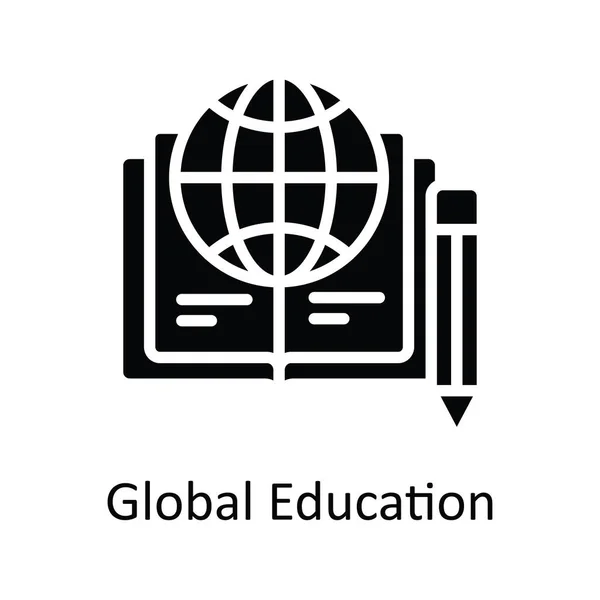 Глобальна Освіта Вектор Твердої Ікони Дизайн Ілюстрація Освітні Технології Символ — стоковий вектор