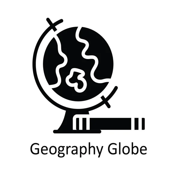Geografía Globo Vector Sólido Icono Diseño Ilustración Símbolo Tecnología Educativa — Archivo Imágenes Vectoriales
