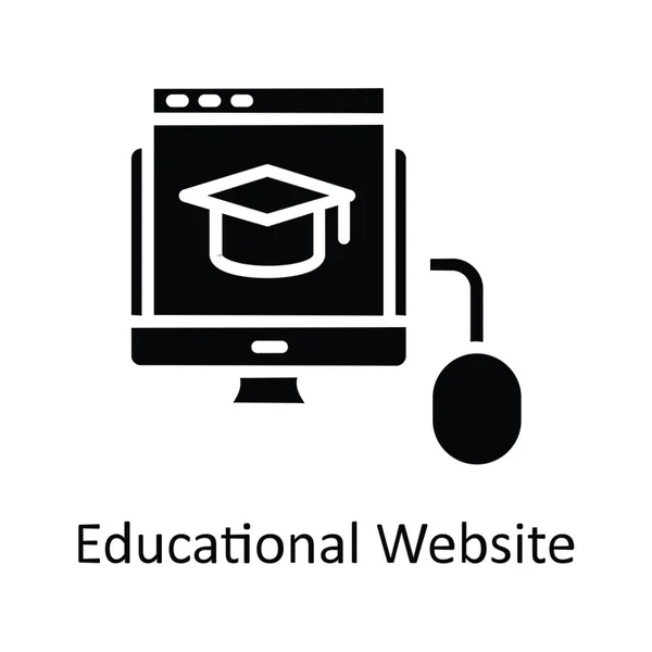 Εκπαιδευτική Ιστοσελίδα Διάνυσμα Στερεά Εικονίδιο Σχεδιασμός Εικονογράφηση Εκπαιδευτικό Σύμβολο Τεχνολογίας — Διανυσματικό Αρχείο
