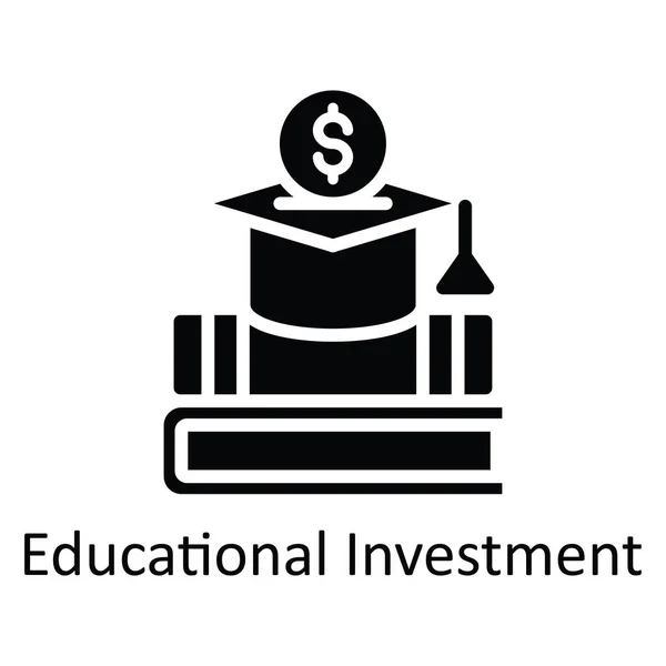 Educational Investment Vector Solide Pictogram Ontwerp Illustratie Educatieve Technologie Symbool — Stockvector