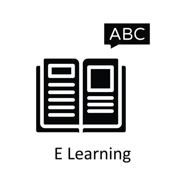 Learning Vektor Solide Icon Design Illustration Bildungstechnologisches Symbol Auf Weißem — Stockvektor