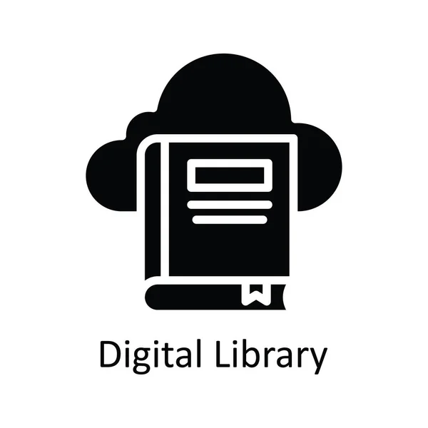 Digital Library Vector Solid Icon Ilustración Diseño Símbolo Tecnología Educativa — Vector de stock