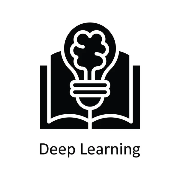 Deep Learning Vektor Solide Icon Design Illustration Bildungstechnologisches Symbol Auf — Stockvektor