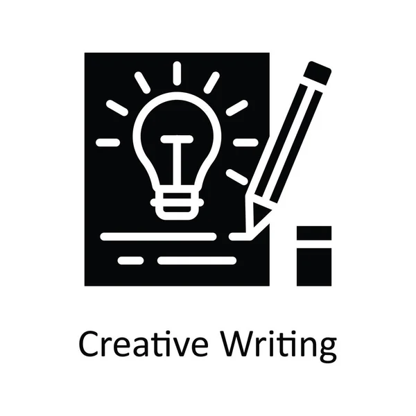 Creative Writing Wektor Solidny Ikona Projekt Ilustracji Symbol Technologii Edukacyjnej — Wektor stockowy