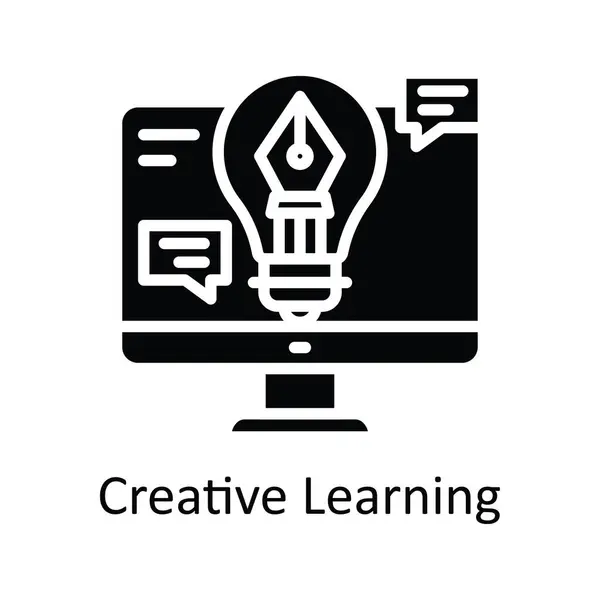 Criativa Aprendizagem Vetor Sólido Icon Design Ilustração Símbolo Tecnologia Educacional — Vetor de Stock