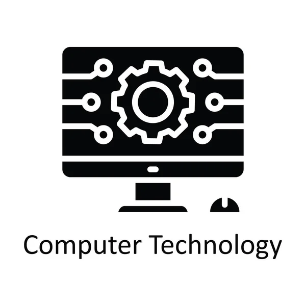 Computer Technology Vector Solide Pictogram Ontwerp Illustratie Educatieve Technologie Symbool — Stockvector