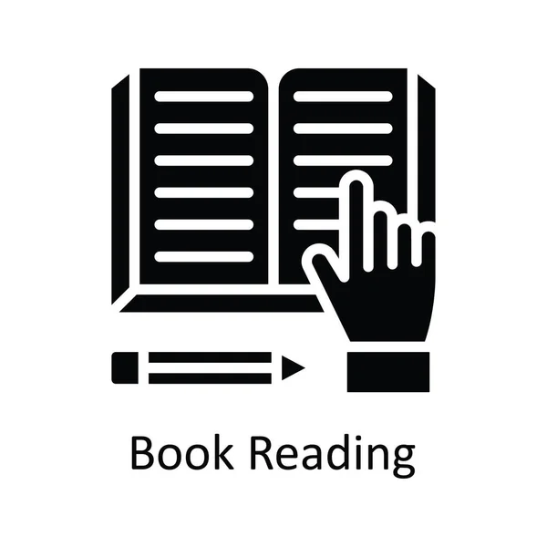 Libro Lectura Vector Sólido Icono Diseño Ilustración Símbolo Tecnología Educativa — Vector de stock