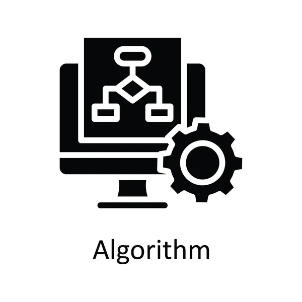 Algoritmus Vektor Pevný Ikona Design Ilustrace Symbol Vzdělávací Technologie Bílém — Stockový vektor