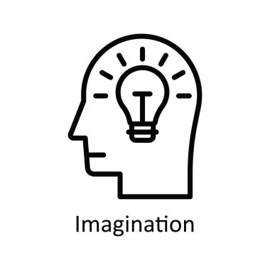 Hayal gücü vektörü ana hatları Simge Tasarımı illüstrasyonu. Beyaz arkaplan EPS 10 Dosyasında İnsan Mentalite Sembolü