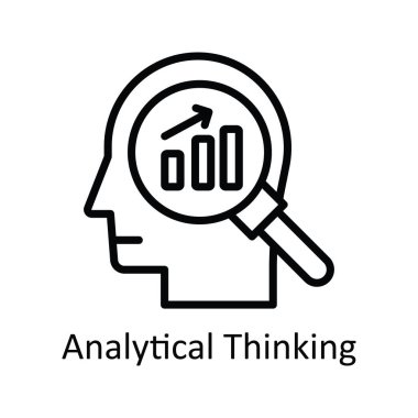 Analitik Düşünme vektörü ana hatları Simge Tasarım çizimi. Beyaz arkaplan EPS 10 Dosyasında İnsan Mentalite Sembolü