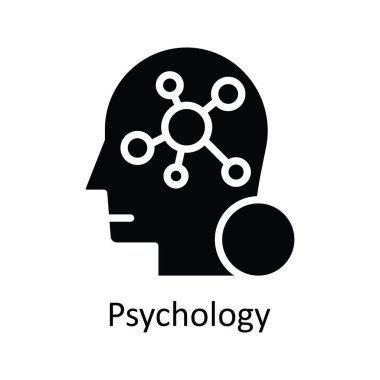 Psikoloji vektörü katı Simge Tasarımı çizimi. Beyaz arkaplan EPS 10 Dosyasında İnsan Mentalite Sembolü