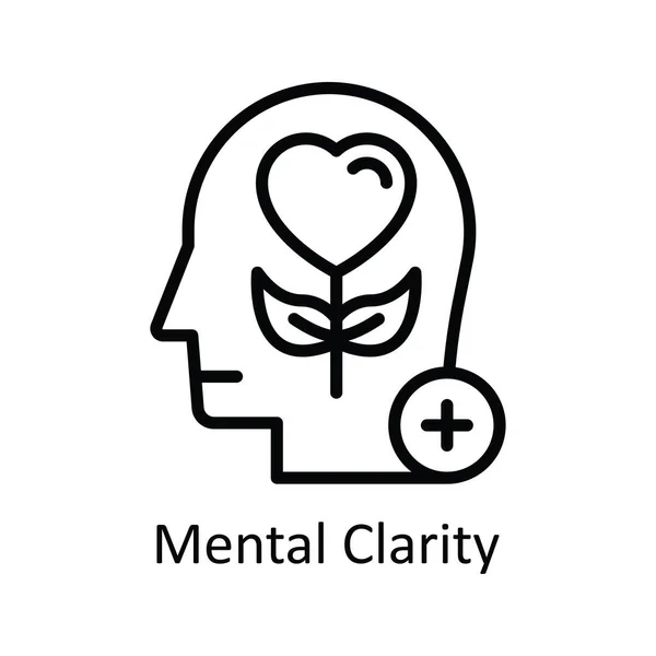 Claridad Mental Vector Contorno Icono Diseño Ilustración Símbolo Mentalidad Humana — Vector de stock