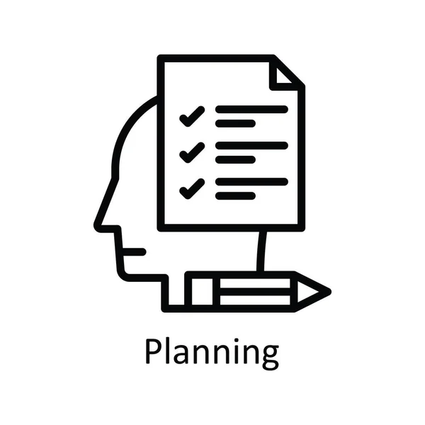 Planning Vector Outline Icon Design Illustration Human Mentality Symbol White — Stock Vector