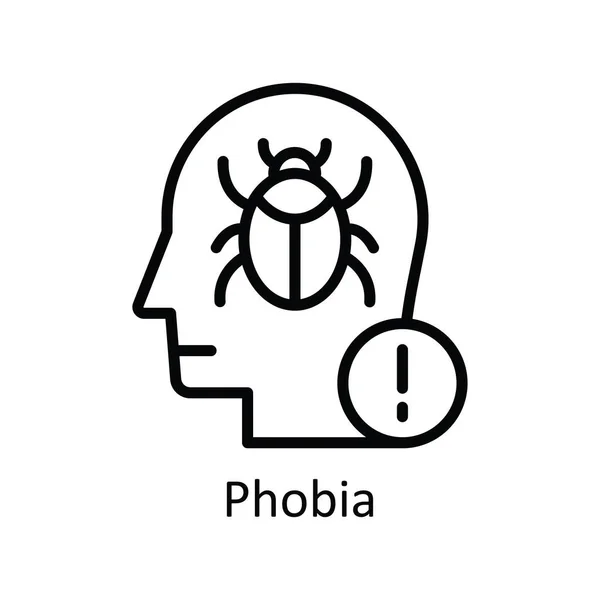 Phobia Vector Outline Icon Design Illustration Human Mentality Symbol White — Stock Vector