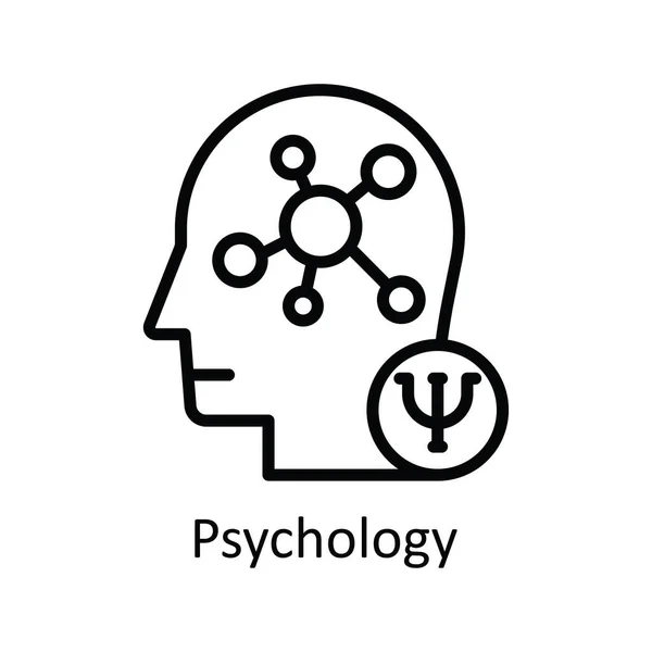 Psicología Vector Contorno Icono Diseño Ilustración Símbolo Mentalidad Humana Sobre — Vector de stock