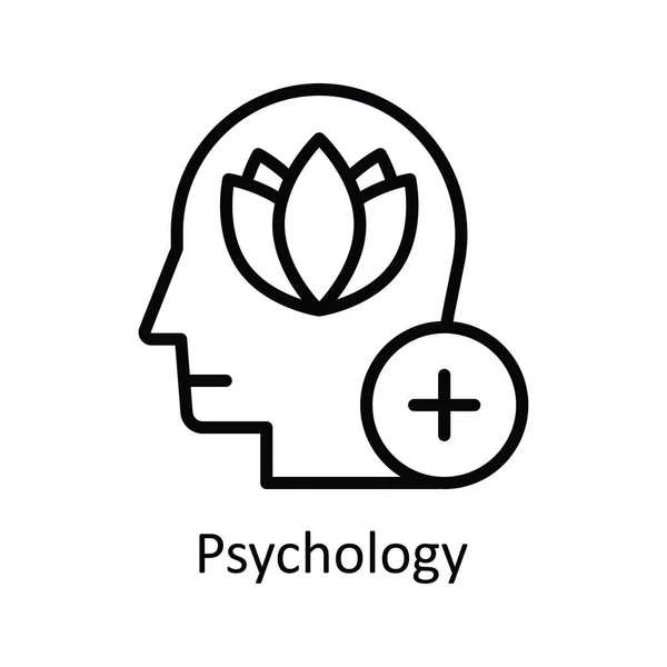 Psicología Vector Contorno Icono Diseño Ilustración Símbolo Mentalidad Humana Sobre — Archivo Imágenes Vectoriales