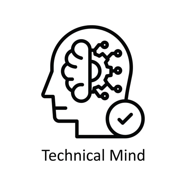 Esquema Técnico Del Vector Mental Icono Ilustración Diseño Símbolo Mentalidad — Vector de stock